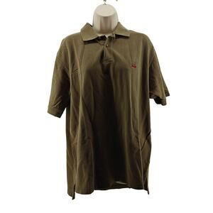 PERLIS Brown Short Sleeve Cotton Polo Shirt Mens Large Crawfish Logo
